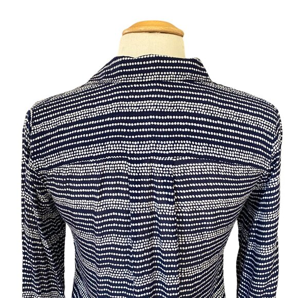 Cloth & Stone Rayon Striped Dots Button Front Nautical Coastal Flowy Shirt-XS - Picture 8 of 11